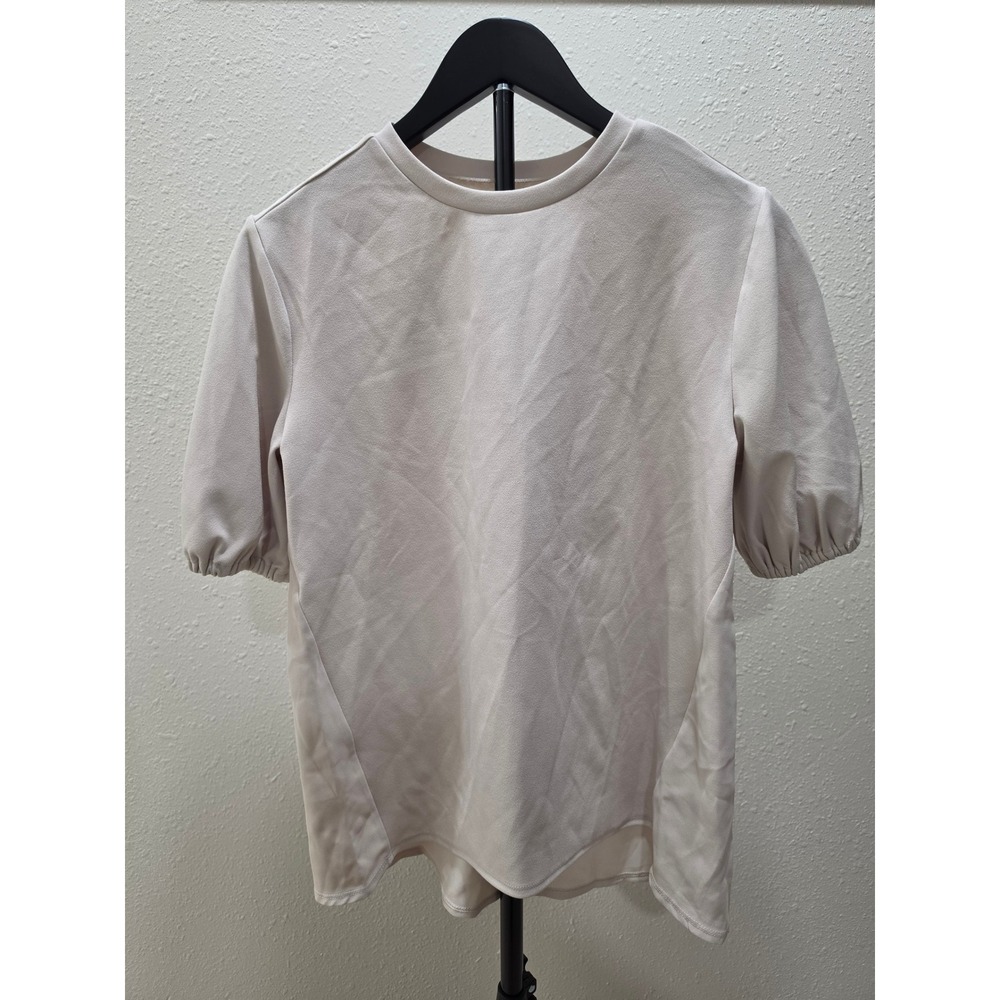 Nordstrom Rack Womens Cream Mixed Media Puff Sleeve Top XS RK495779MI